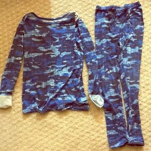 Camo blue base layer thermal set